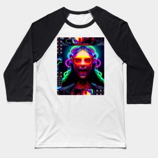 Neon Cyberpunk Urban Pop Girl Baseball T-Shirt